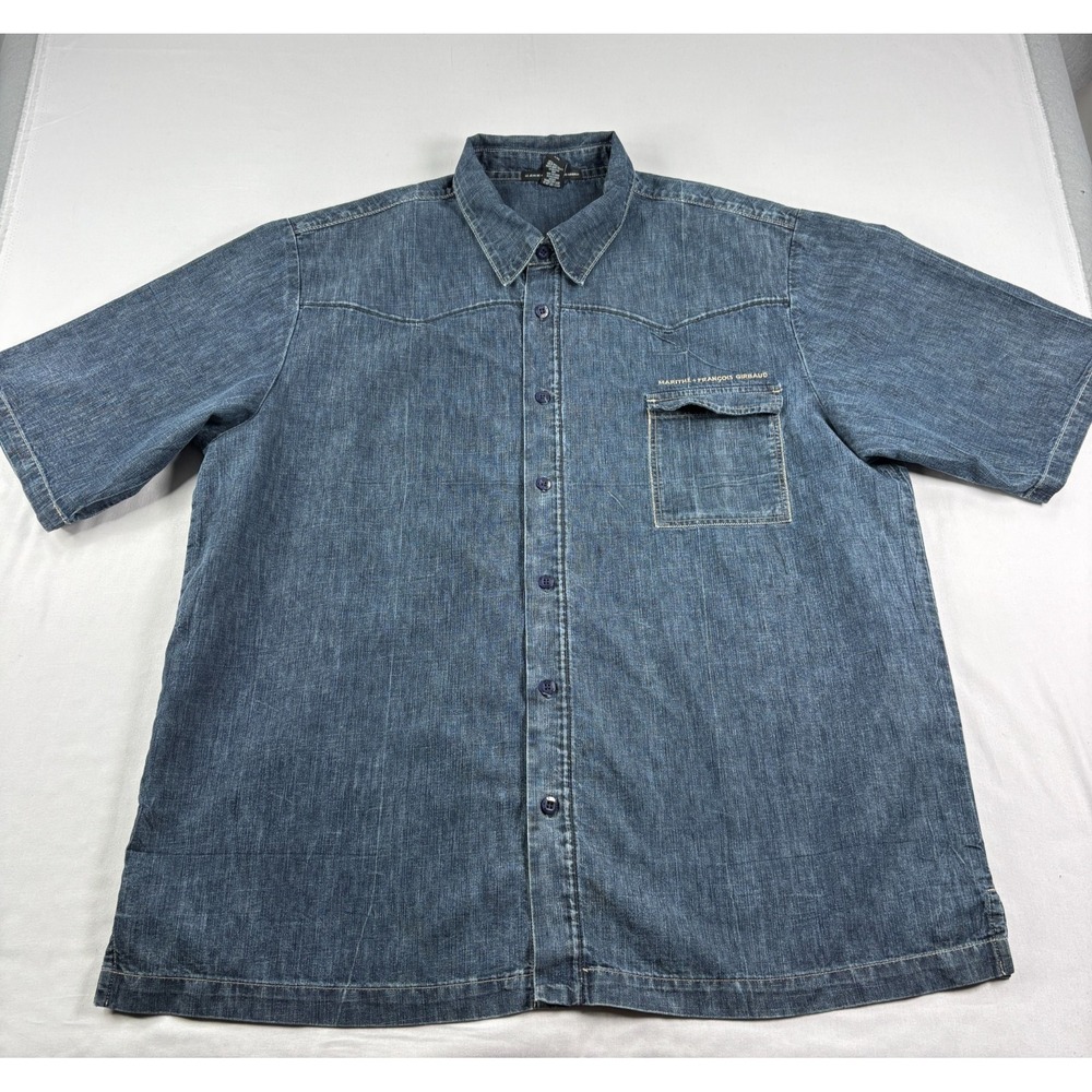 Vintage Marithe Francois Girbaud Jean‎ Shirt Mens 2XL Blue Denim Hip Hop 90s